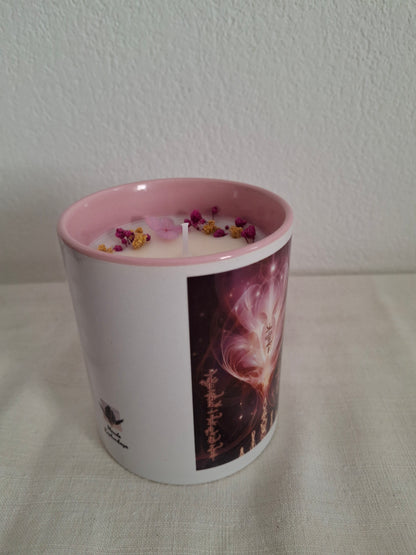 Bougie-Mug d'Ava'ya ~ Mii'Aah'Si'Nah ~ Oeuf de yoni quartz rose