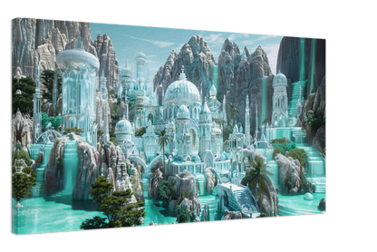 Crystalline city Aurora (horizontal canvas) - Vibrant home decor